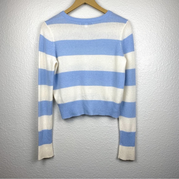 Intermix 100% Cashmere Cropped Striped Sweater - Picture 9 of 11